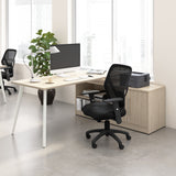 Bush Business Furniture VST005NE Vista 72W L Shaped Desk with Splayed Metal Legs and Low Storage Cabinet in Natural Elm