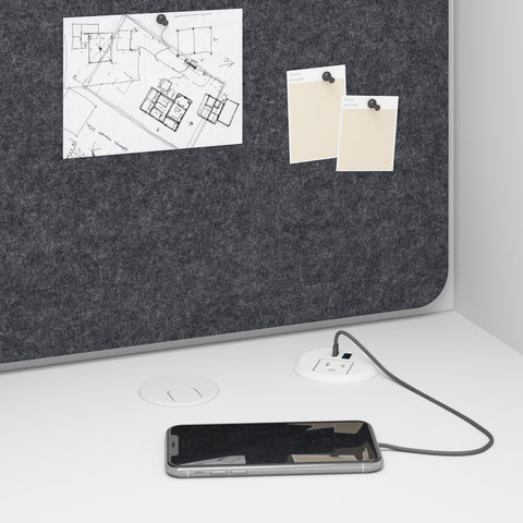 Bush Business Furniture HUS023WH Hustle 60-inch 2 Person Office Cubicles with Locking Storage and Large Tackboards in White