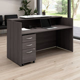 Bush Business Furniture ARV008SG Arrive 72W x 30D Reception Desk with Counter and Mobile File Cabinet in Storm Gray