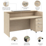 Bush Business Furniture ARV008NE Arrive 72W x 30D Reception Desk with Counter and Mobile File Cabinet in Natural Elm