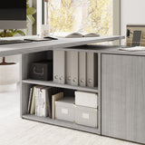 Bush Business Furniture SUT020PG Stratus 72W x30D Electric Height Adjustable Standing Desk with Storage in Platinum Gray with Metallic Gray Base