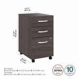 Bush Business Furniture SCF216SGSU Studio C 3 Drawer Mobile File Cabinet in Storm Gray