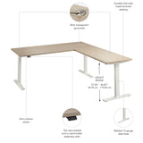 Bush Business Furniture M6SL7278NEWK Move 60 Series 72W Height Adjustable L Shaped Standing Desk in Natural Elm with White Base