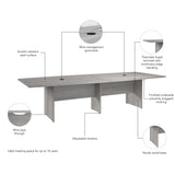 Bush Business Furniture 99TB12048PGK 120-inch Office Conference Table with Wood Base in Platinum Gray