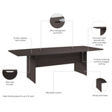 Bush Business Furniture 99TB9642SGK 96-inch Office Conference Table with Wood Base in Storm Gray