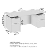 Bush Business Furniture Stratus 72W x30D Electric Standing Desk with Drawers and Modesty Panel in White with White Base