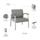 Bush Business Furniture CH3902GVL-03 Arrive Bariatric Waiting Room Guest Chair with Arms in Light Gray Vinyl