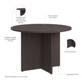 Bush Business Furniture 99TB42RSG 42-inch Round Conference Table with Wood Base in Storm Gray