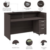 Bush Business Furniture ARV008SG Arrive 72W x 30D Reception Desk with Counter and Mobile File Cabinet in Storm Gray