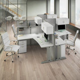 Bush Business Furniture WC36194-03STGK Office in an Hour 65W L Shaped Cubicle Desk with Storage, Drawers, and Organizers in Pure White