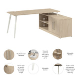 Bush Business Furniture VST005NE Vista 72W L Shaped Desk with Splayed Metal Legs and Low Storage Cabinet in Natural Elm