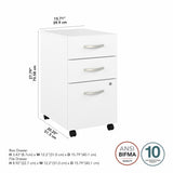 Bush Business Furniture SCF216WHSU Studio C 3 Drawer Mobile File Cabinet in White