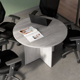 Bush Business Furniture 99TB42RPG 42-inch Round Conference Table with Wood Base in Platinum Gray