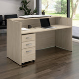 Bush Business Furniture ARV008NE Arrive 72W x 30D Reception Desk with Counter and Mobile File Cabinet in Natural Elm