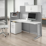 Bush Business Furniture WC36192-03STGK Office in an Hour 65W Straight Cubicle Desk with Storage, Drawers, and Organizers in Pure White