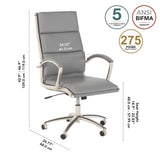 Bush Business Furniture CH1701LGL-03 Modelo High Back Leather Executive Office Chair in Light Gray