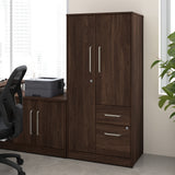 Bush Business Furniture VSS130BWK Vista Wardrobe Cabinet with Drawers in Black Walnut