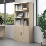Bush Business Furniture STC015NE Studio C Tall 5 Shelf Bookcase with Doors in Natural Elm