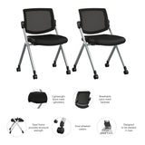 Bush Business Furniture CH4002BLF-03 Envision Mesh Back Folding Chairs - Set of 2 in Black Mesh