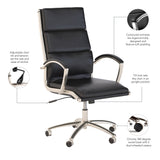 Bush Business Furniture CH1701BLL-03 Modelo High Back Leather Executive Office Chair in Black
