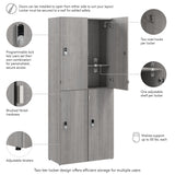 Bush Business Furniture AUS130PGK Assure Two Tier 4 Door Storage Lockers with Keypad Locks in Platinum Gray