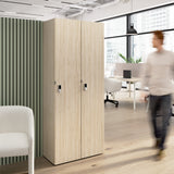 Bush Business Furniture AUS230NEK Assure Single Tier 2 Door Storage Locker with Keypad Locks in Natural Elm