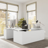 Bush Business Furniture SUT018WH Stratus 72W x78D Height Adjustable L Shaped Standing Desk with Drawers in White with White Base