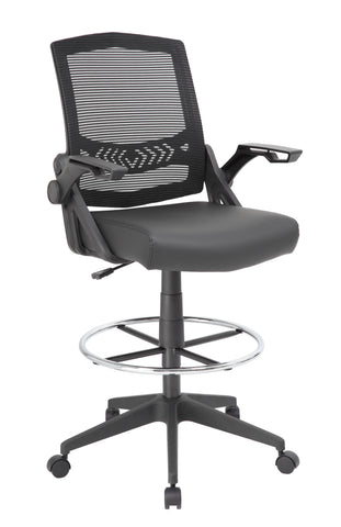 Boss Mesh Drafting Stool w/ Flip Arms MODEL # B16223-BK