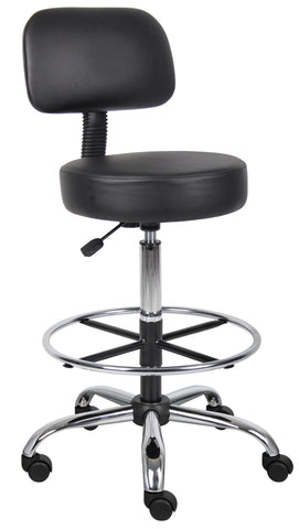 Boss Antimicrobial Vinyl Medical/Drafting Stool W/ Back Cushion MODEL # B16245-BK