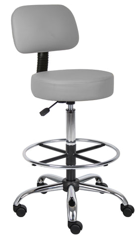 Boss Antimicrobial Vinyl Medical/Drafting Stool W/ Back Cushion MODEL # B16245-GY