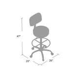 Boss Antimicrobial Vinyl Medical/Drafting Stool W/ Back Cushion MODEL # B16245-BK