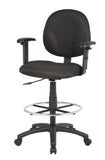 Boss Black Fabric Drafting Stools W/Adj Arms & Footring MODEL # B1691-BK