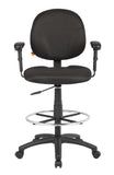 Boss Black Fabric Drafting Stools W/Adj Arms & Footring MODEL # B1691-BK