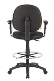 Boss Black Fabric Drafting Stools W/Adj Arms & Footring MODEL # B1691-BK