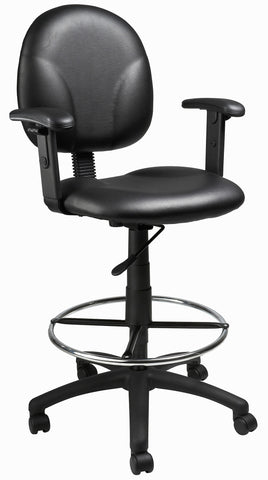 Boss Black Antimicrobial Drafting Stools W/Adj Arms & Footring MODEL # B1691-CS