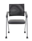 Boss Black Mesh Training Chair With Pewter Frame,2 In A Box MODEL # B1806P-BK-2
