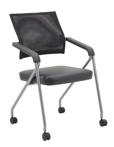 Boss Black Mesh Training Chair With Pewter Frame,2 In A Box MODEL # B1806P-BK-2