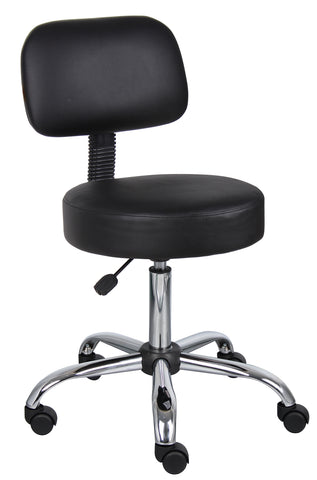 Boss Black Antimicrobial Vinyl Medical Stool W/ Back Cushion MODEL # B245-BK