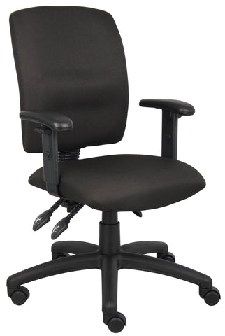 Boss Multi-Function Fabric Task Chair W/ Adjustable Arms MODEL # B3036-BK