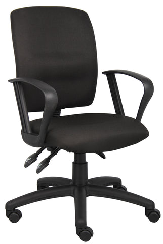 Boss Multi-Function Fabric Task Chair W/Loop Arms MODEL # B3037-BK