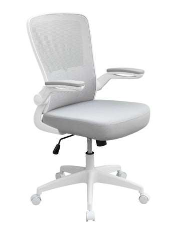 Boss Grey Mesh, Flip Arm, Task Chair, White Frame MODEL # B6366WT-GY