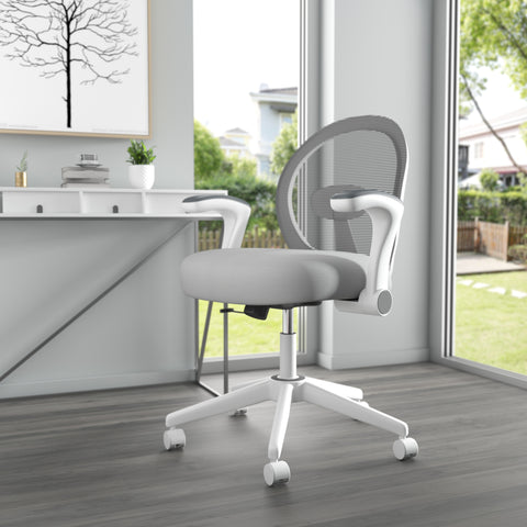 Boss Grey Mesh, Flip Arm, Task Chair, White Frame MODEL # B676WT-GY