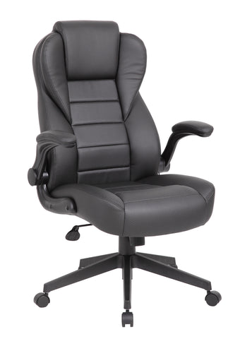 Boss Executive High Back CaressoftPlus Flip Arm Chair MODEL # B8551-BK