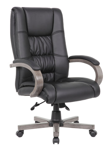 Boss High Back Executive Wood Finished Chair, Grey MODEL # B8991-GY