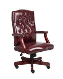 Boss Classic Executive Oxblood Vinyl Chair With Mahogany Finish Frame MODEL # B905-BY