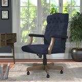 BOSS Executive Navy Commercial Grade Linen Chair With Driftwood Finish Frame MODEL # B905DW-NV