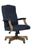 BOSS Executive Navy Commercial Grade Linen Chair With Driftwood Finish Frame MODEL # B905DW-NV