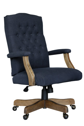 BOSS Executive Navy Commercial Grade Linen Chair With Driftwood Finish Frame MODEL # B905DW-NV