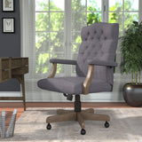 BOSS Executive Slate Grey Commercial Grade Linen Chair With Driftwood Finish Frame MODEL # B905DW-SG