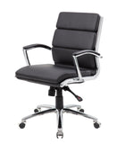 Boss Executive CaressoftPlus Chair with Metal Chrome Finish - Mid Back MODEL # B9476-BK